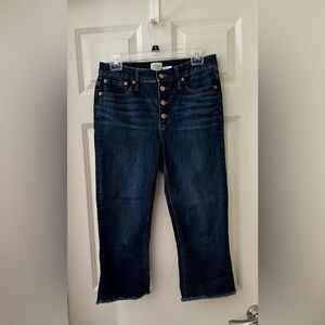Women’s J. Crew 9" Billie Demi Boot Cut Blue Jeans Denim Button Fly Mid Rise 28